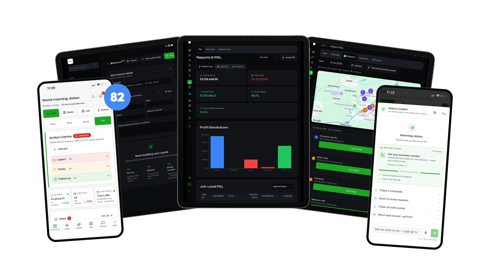 TradeHub OS across mobile, tablet and desktop